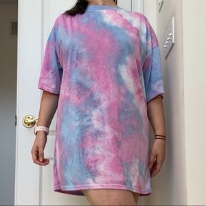 Pink and blue dreamy tie dye nightgown